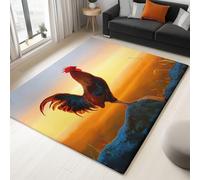 Sunrise Wonder - Alfombra antideslizante gigante con diseño de gallo de roca para sala de estar, 160 x 230 cm, lavable para dormitorio, alfombra de pelo bajo, alfombras amarillas para sala de estar