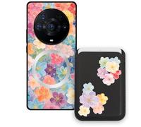 Sunrive Funda Cartera para Honor Magic3ProPlus con Tarjetero Magnético Desmontable, Estuche Porta Tarjetas con Soporte para Video, Funda Protectora Antigolpes con Cartera y Tarjetass - Flor