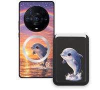 Sunrive Funda Cartera para Honor Magic3ProPlus con Tarjetero Magnético Desmontable, Estuche Porta Tarjetas con Soporte para Video, Funda Protectora Antigolpes con Cartera y Tarjetass - Delfín