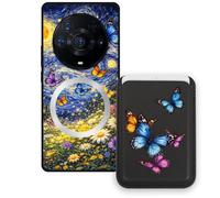 Sunrive Funda Cartera para Honor Magic3ProPlus con Tarjetero Magnético Desmontable, Estuche Porta Tarjetas con Soporte para Video, Funda Protectora Antigolpes con Cartera y Tarjetass - Mariposa