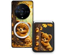 Sunrive Funda Cartera para Honor Magic3ProPlus con Tarjetero Magnético Desmontable, Estuche Porta Tarjetas con Soporte para Video, Funda Protectora Antigolpes con Cartera y Tarjetass - Oso