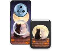 Sunrive Funda Cartera para Honor Magic5 5G con Tarjetero Magnético Desmontable, Estuche Porta Tarjetas con Soporte para Video, Funda Protectora Antigolpes con Cartera y Tarjetass - Gato