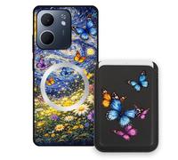 Sunrive Funda Cartera para OPPO A5X 4G/5G con Tarjetero Magnético Desmontable, Estuche Porta Tarjetas con Soporte para Video, Funda Protectora Antigolpes con Cartera y Tarjetass - Mariposa