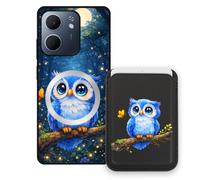 Sunrive Funda Cartera para OPPO A5X 4G/5G con Tarjetero Magnético Desmontable, Estuche Porta Tarjetas con Soporte para Video, Funda Protectora Antigolpes con Cartera y Tarjetass - Búho