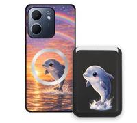 Sunrive Funda Cartera para OPPO A5X 4G/5G con Tarjetero Magnético Desmontable, Estuche Porta Tarjetas con Soporte para Video, Funda Protectora Antigolpes con Cartera y Tarjetass - Delfín