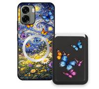 Sunrive Funda Cartera para OPPO A6X 4G/5G con Tarjetero Magnético Desmontable, Estuche Porta Tarjetas con Soporte para Video, Funda Protectora Antigolpes con Cartera y Tarjetass - Mariposa