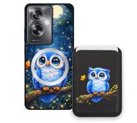 Sunrive Funda Cartera para OPPO A79 5G con Tarjetero Magnético Desmontable, Estuche Porta Tarjetas con Soporte para Video, Funda Protectora Antigolpes con Cartera y Tarjetass - Búho