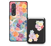 Sunrive Funda Cartera para OPPO Find X2 Pro con Tarjetero Magnético Desmontable, Estuche Porta Tarjetas con Soporte para Video, Funda Protectora Antigolpes con Cartera y Tarjetass - Flor