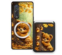 Sunrive Funda Cartera para OPPO Find X2 Pro con Tarjetero Magnético Desmontable, Estuche Porta Tarjetas con Soporte para Video, Funda Protectora Antigolpes con Cartera y Tarjetass - Oso