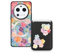 Sunrive Funda Cartera para OPPO Find X6 Pro con Tarjetero Magnético Desmontable, Estuche Porta Tarjetas con Soporte para Video, Funda Protectora Antigolpes con Cartera y Tarjetass - Flor