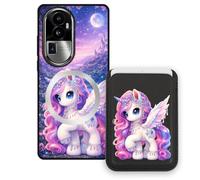 Sunrive Funda Cartera para OPPO Reno10 ProPLUS con Tarjetero Magnético Desmontable, Estuche Porta Tarjetas con Soporte para Video, Funda Protectora Antigolpes con Cartera y Tarjetass - Unicornio
