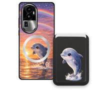 Sunrive Funda Cartera para OPPO Reno10 ProPLUS con Tarjetero Magnético Desmontable, Estuche Porta Tarjetas con Soporte para Video, Funda Protectora Antigolpes con Cartera y Tarjetass - Delfín