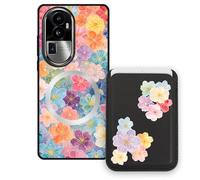 Sunrive Funda Cartera para OPPO Reno10 ProPLUS con Tarjetero Magnético Desmontable, Estuche Porta Tarjetas con Soporte para Video, Funda Protectora Antigolpes con Cartera y Tarjetass - Flor