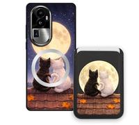 Sunrive Funda Cartera para OPPO Reno10 ProPLUS con Tarjetero Magnético Desmontable, Estuche Porta Tarjetas con Soporte para Video, Funda Protectora Antigolpes con Cartera y Tarjetass - Gato