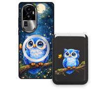 Sunrive Funda Cartera para OPPO Reno10 ProPLUS con Tarjetero Magnético Desmontable, Estuche Porta Tarjetas con Soporte para Video, Funda Protectora Antigolpes con Cartera y Tarjetass - Búho