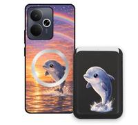 Sunrive Funda Cartera para Realme 14T 5G con Tarjetero Magnético Desmontable, Estuche Porta Tarjetas con Soporte para Video, Funda Protectora Antigolpes con Cartera y Tarjetass - Delfín