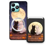 Sunrive Funda Cartera para Realme C51 con Tarjetero Magnético Desmontable, Estuche Porta Tarjetas con Soporte para Video, Funda Protectora Antigolpes con Cartera y Tarjetass - Gato