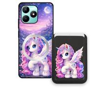 Sunrive Funda Cartera para Realme C51 con Tarjetero Magnético Desmontable, Estuche Porta Tarjetas con Soporte para Video, Funda Protectora Antigolpes con Cartera y Tarjetass - Unicornio