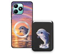 Sunrive Funda Cartera para Realme C51 con Tarjetero Magnético Desmontable, Estuche Porta Tarjetas con Soporte para Video, Funda Protectora Antigolpes con Cartera y Tarjetass - Delfín