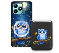 Sunrive Funda Cartera para Realme C51 con Tarjetero Magnético Desmontable, Estuche Porta Tarjetas con Soporte para Video, Funda Protectora Antigolpes con Cartera y Tarjetass - Búho