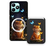 Sunrive Funda Cartera para Realme C51 con Tarjetero Magnético Desmontable, Estuche Porta Tarjetas con Soporte para Video, Funda Protectora Antigolpes con Cartera y Tarjetass - Tigre