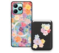 Sunrive Funda Cartera para Realme C51 con Tarjetero Magnético Desmontable, Estuche Porta Tarjetas con Soporte para Video, Funda Protectora Antigolpes con Cartera y Tarjetass - Flor