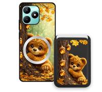 Sunrive Funda Cartera para Realme C51 con Tarjetero Magnético Desmontable, Estuche Porta Tarjetas con Soporte para Video, Funda Protectora Antigolpes con Cartera y Tarjetass - Oso