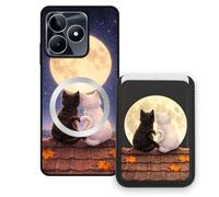 Sunrive Funda Cartera para Realme C53 con Tarjetero Magnético Desmontable, Estuche Porta Tarjetas con Soporte para Video, Funda Protectora Antigolpes con Cartera y Tarjetass - Gato