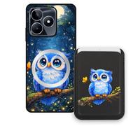 Sunrive Funda Cartera para Realme C53 con Tarjetero Magnético Desmontable, Estuche Porta Tarjetas con Soporte para Video, Funda Protectora Antigolpes con Cartera y Tarjetass - Búho