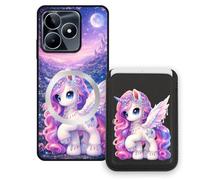 Sunrive Funda Cartera para Realme C53 con Tarjetero Magnético Desmontable, Estuche Porta Tarjetas con Soporte para Video, Funda Protectora Antigolpes con Cartera y Tarjetass - Unicornio