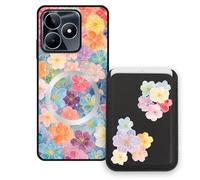 Sunrive Funda Cartera para Realme C53 con Tarjetero Magnético Desmontable, Estuche Porta Tarjetas con Soporte para Video, Funda Protectora Antigolpes con Cartera y Tarjetass - Flor