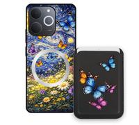 Sunrive Funda Cartera para Realme C71 con Tarjetero Magnético Desmontable, Estuche Porta Tarjetas con Soporte para Video, Funda Protectora Antigolpes con Cartera y Tarjetass - Mariposa