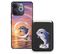 Sunrive Funda Cartera para Realme C71 con Tarjetero Magnético Desmontable, Estuche Porta Tarjetas con Soporte para Video, Funda Protectora Antigolpes con Cartera y Tarjetass - Delfín