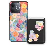 Sunrive Funda Cartera para Realme C71 con Tarjetero Magnético Desmontable, Estuche Porta Tarjetas con Soporte para Video, Funda Protectora Antigolpes con Cartera y Tarjetass - Flor