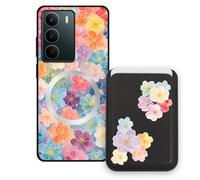 Sunrive Funda Cartera para Realme P3 Lite 5G con Tarjetero Magnético Desmontable, Estuche Porta Tarjetas con Soporte para Video, Funda Protectora Antigolpes con Cartera y Tarjetass - Flor
