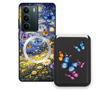 Sunrive Funda Cartera para Realme P3 Lite 5G con Tarjetero Magnético Desmontable, Estuche Porta Tarjetas con Soporte para Video, Funda Protectora Antigolpes con Cartera y Tarjetass - Mariposa
