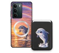 Sunrive Funda Cartera para Realme P3 Lite4G/5G con Tarjetero Magnético Desmontable, Estuche Porta Tarjetas con Soporte para Video, Funda Protectora Antigolpes con Cartera y Tarjetass - Delfín