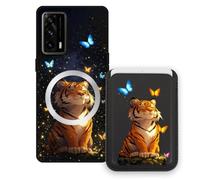 Sunrive Funda Cartera para Realme X7 Pro Ultra con Tarjetero Magnético Desmontable, Estuche Porta Tarjetas con Soporte para Video, Funda Protectora Antigolpes con Cartera y Tarjetass - Tigre