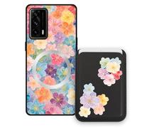 Sunrive Funda Cartera para Realme X7 Pro Ultra con Tarjetero Magnético Desmontable, Estuche Porta Tarjetas con Soporte para Video, Funda Protectora Antigolpes con Cartera y Tarjetass - Flor