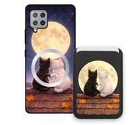 Sunrive Funda Cartera para Samsung Galaxy A42 5G con Tarjetero Magnético Desmontable, Estuche Porta Tarjetas con Soporte para Video, Funda Protectora Antigolpes con Cartera y Tarjetass - Gato