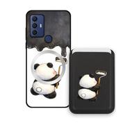 Sunrive Funda Cartera para TCL 30 SE/TCL 305 con Tarjetero Magnético Desmontable, Estuche Porta Tarjetas con Soporte para Video, Funda Protectora Antigolpes con Cartera y Tarjetas - Panda