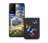 Sunrive Funda Cartera para TCL 50 XE/TCL 50 5G con Tarjetero Magnético Desmontable, Estuche Porta Tarjetas con Soporte para Video, Funda Protectora Antigolpes con Cartera y Tarjetass - Mariposa