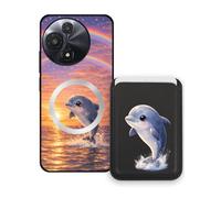 Sunrive Funda Cartera para TCL 60 5G/60R 5G/60 SE Nxtpaper 5G con Tarjetero Magnético Desmontable, Estuche Porta Tarjetas con Soporte, Funda Protectora Antigolpes con Cartera y Tarjetass - Delfín