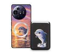 Sunrive Funda Cartera para TCL 60 XE Nxtpaper 5G con Tarjetero Magnético Desmontable, Estuche Porta Tarjetas con Soporte para Video, Funda Protectora Antigolpes con Cartera y Tarjetass - Delfín