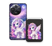 Sunrive Funda Cartera para TCL 605 con Tarjetero Magnético Desmontable, Estuche Porta Tarjetas con Soporte para Video, Funda Protectora Antigolpes con Cartera y Tarjetass - Unicornio