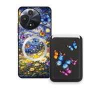 Sunrive Funda Cartera para TCL 605 con Tarjetero Magnético Desmontable, Estuche Porta Tarjetas con Soporte para Video, Funda Protectora Antigolpes con Cartera y Tarjetass - Mariposa