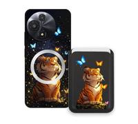 Sunrive Funda Cartera para TCL 605 con Tarjetero Magnético Desmontable, Estuche Porta Tarjetas con Soporte para Video, Funda Protectora Antigolpes con Cartera y Tarjetass - Tigre