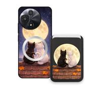 Sunrive Funda Cartera para TCL 605 con Tarjetero Magnético Desmontable, Estuche Porta Tarjetas con Soporte para Video, Funda Protectora Antigolpes con Cartera y Tarjetass - Gato