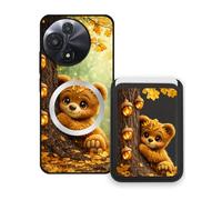 Sunrive Funda Cartera para TCL 605 con Tarjetero Magnético Desmontable, Estuche Porta Tarjetas con Soporte para Video, Funda Protectora Antigolpes con Cartera y Tarjetass - Oso