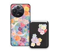 Sunrive Funda Cartera para TCL 605 con Tarjetero Magnético Desmontable, Estuche Porta Tarjetas con Soporte para Video, Funda Protectora Antigolpes con Cartera y Tarjetass - Flor